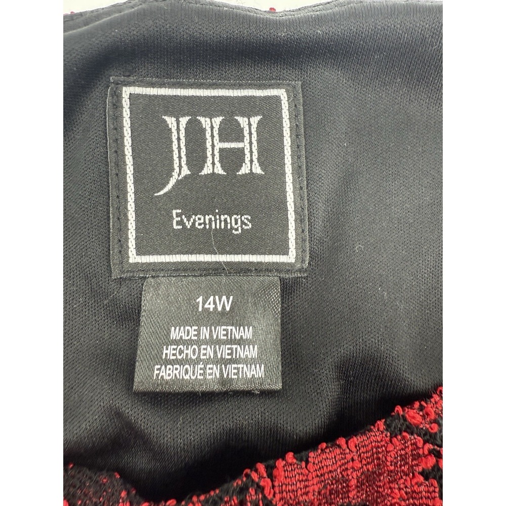 Womens JH Evenings Red Black Lace Overlay‎ Dress Size 14W - Picture 7 of 7